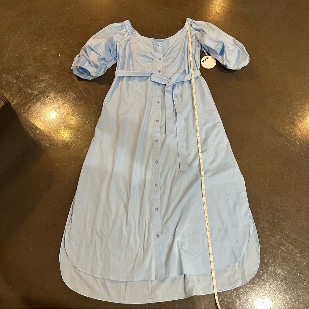 STAUD “Reese” Sky Blue Off-the-Shoulder Midi Dress - Size Medium - Picture 6 of 12